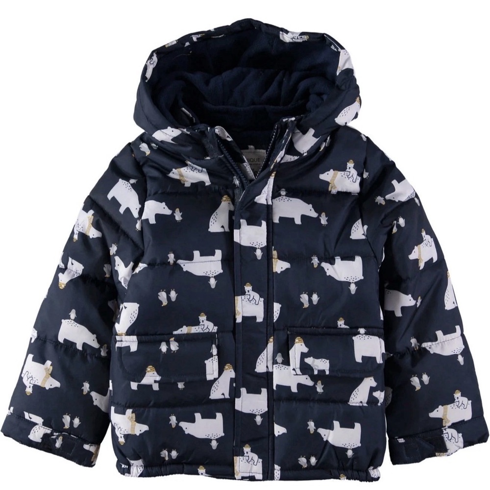 Carters Navy Polar Bear Print Puffer Jacket 3T